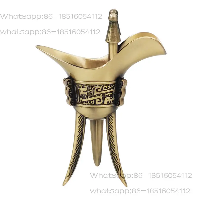 

Pure copper retro jazz cup Baijiu bottle tripod cup ancient emperor wine set