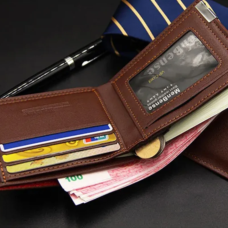 1Pc Heißer Verkauf männer Brieftasche Kurze Multifunktionale Mode Freizeit Eisen Rand Karte Schublade PU Leder Brieftasche Mode kupplung Brieftasche