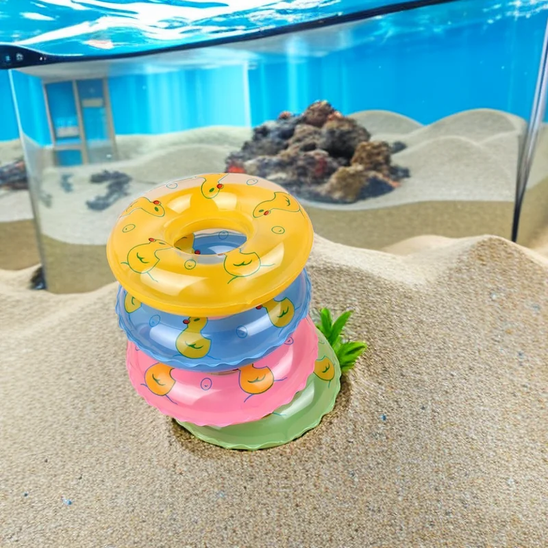 Summer Turtle Water Play Kayak Toys Mini Swimming Ring Aquarium Fish Tank Pool Floating Objects Decorative Ornament For Fish New