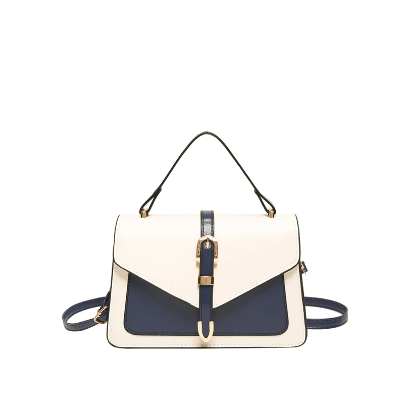 

Shoulder Bag for Women Color-Block Handbag PU Leather Adjustable Strap Crossbody Bag Square Bag for Work Travel