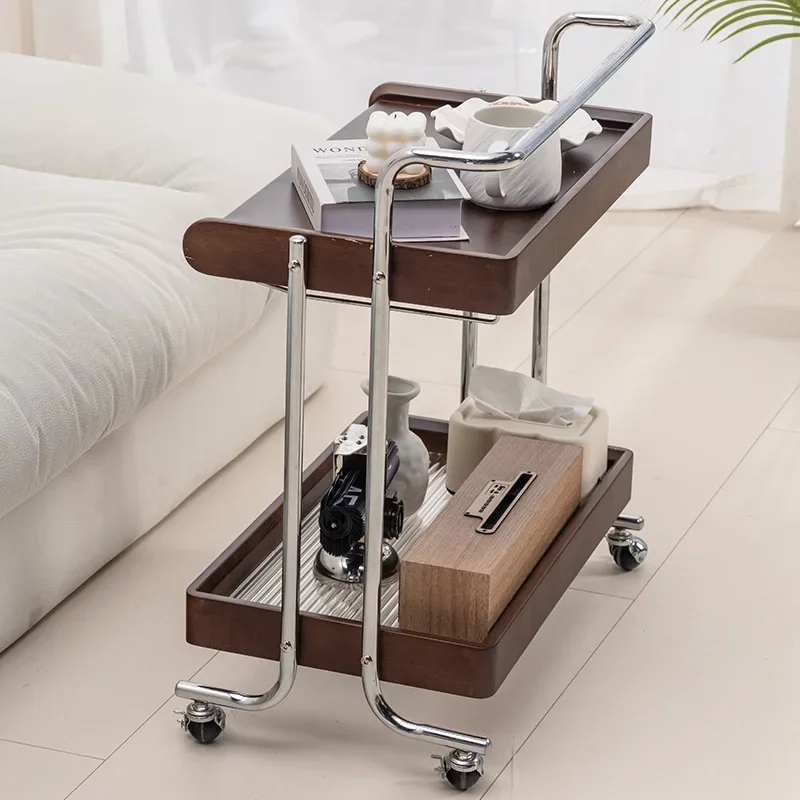 Home Living Room Sofa Storage Side Table Coffee Tables Movable Trolley Study Magazine Bookshelf Bedside Storage Rack