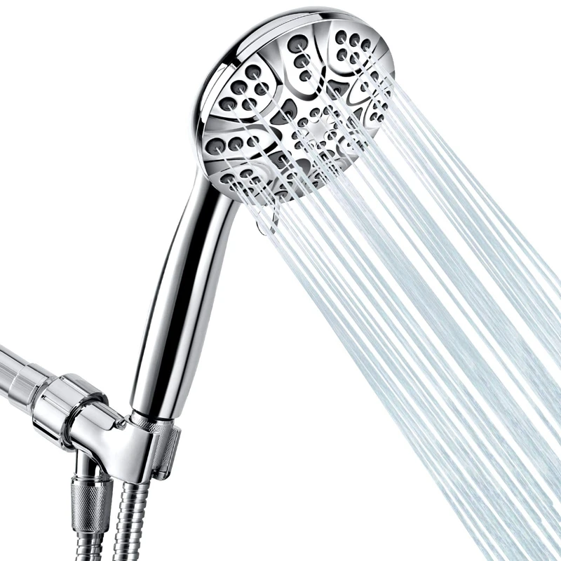 High Pressure Handheld Shower Head 4.3Inch, 6 Spray Settings With Handheld, Stainless Steel Hose And Adjustable Bracket