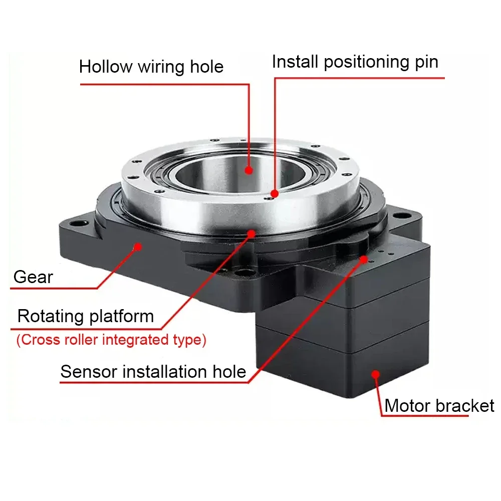 360 องศา Turutable Hollow แพลตฟอร์มหมุน Divider สําหรับ 750w 1KW 80 มม.เซอร์โวมอเตอร์ Nema34 Stepper Motor ความแม่นยําสูง 1 arcmi