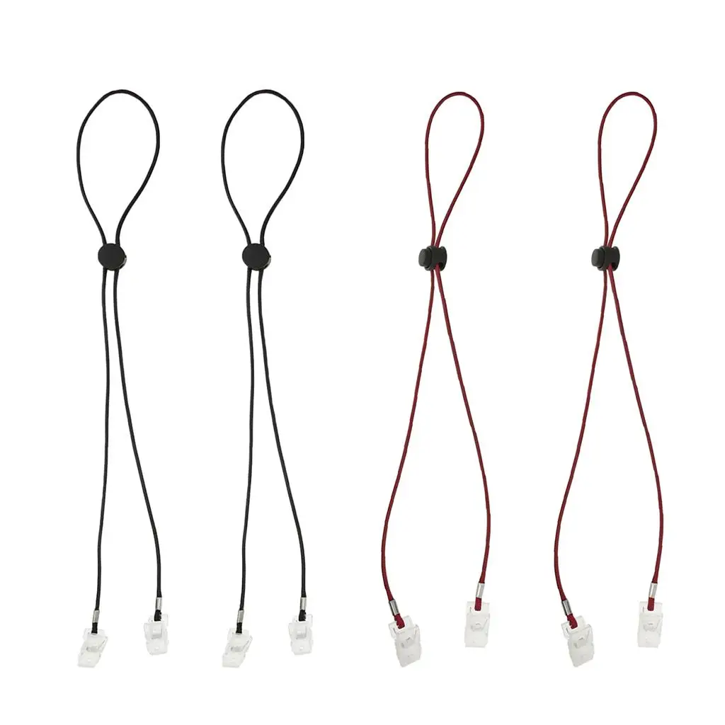 Pack of 4 Adjustable Napkin Clips Strap Napkin Chains Landyard for Protecting Your Clothes from and Spots, Dark Red and Black