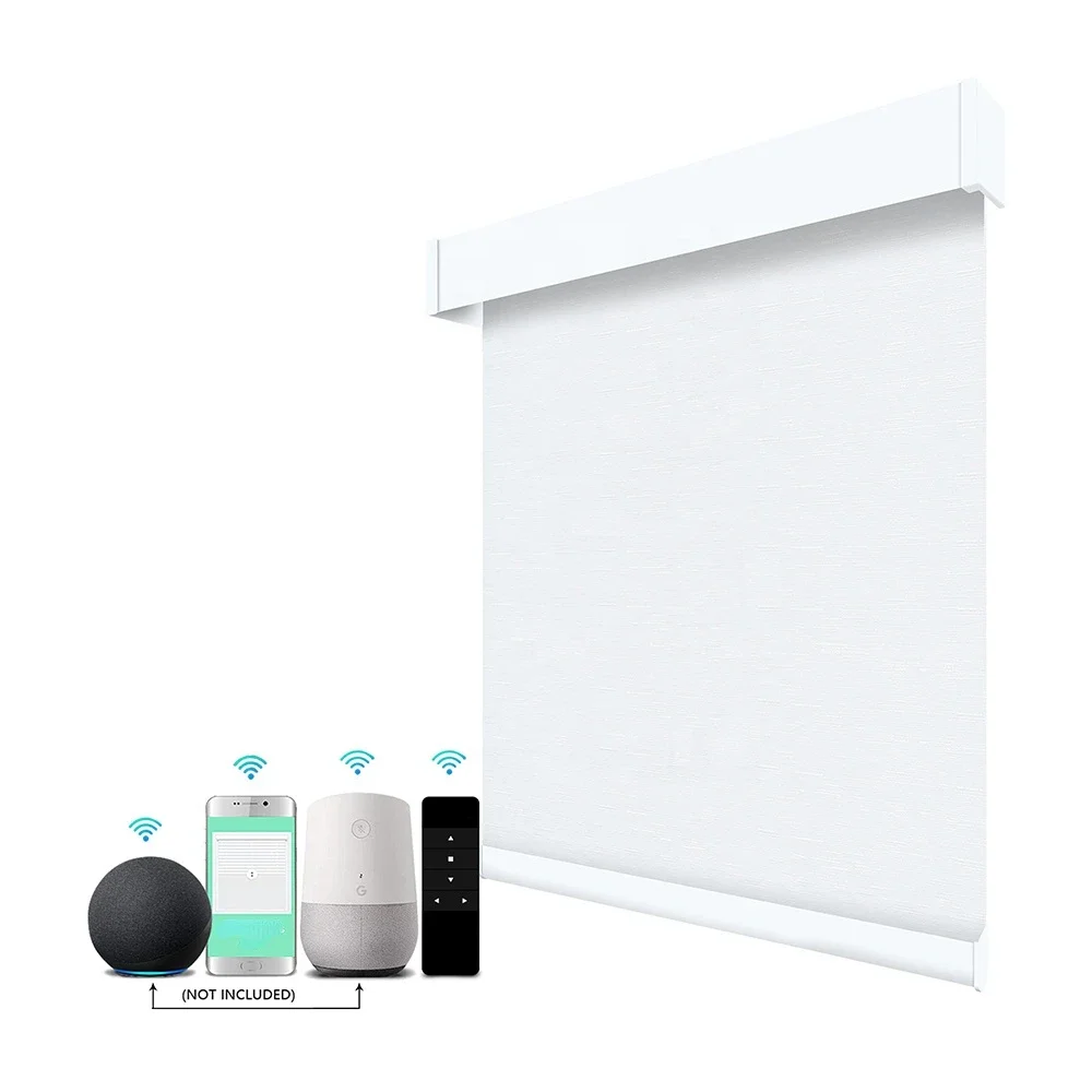 High Quality 100% Polyester Fiber Smart  Remote Control Blackout Motorized Roller Blinds for Window