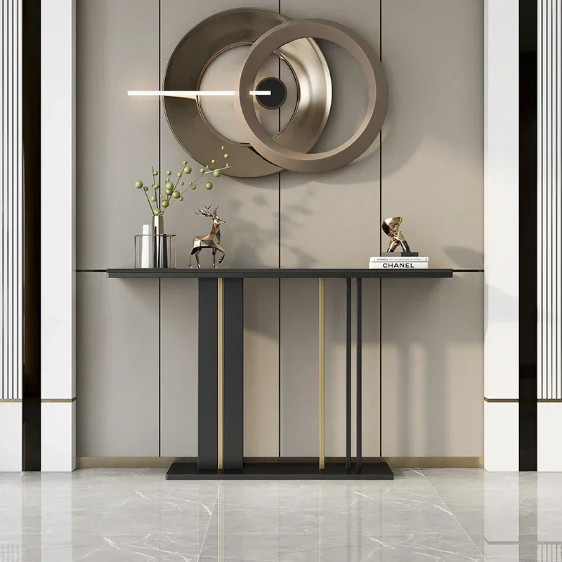 Italian-style entrance cabinet Extremely narrow wrought iron rock slab Ultra-narrow light luxury Simple modern entrance platform