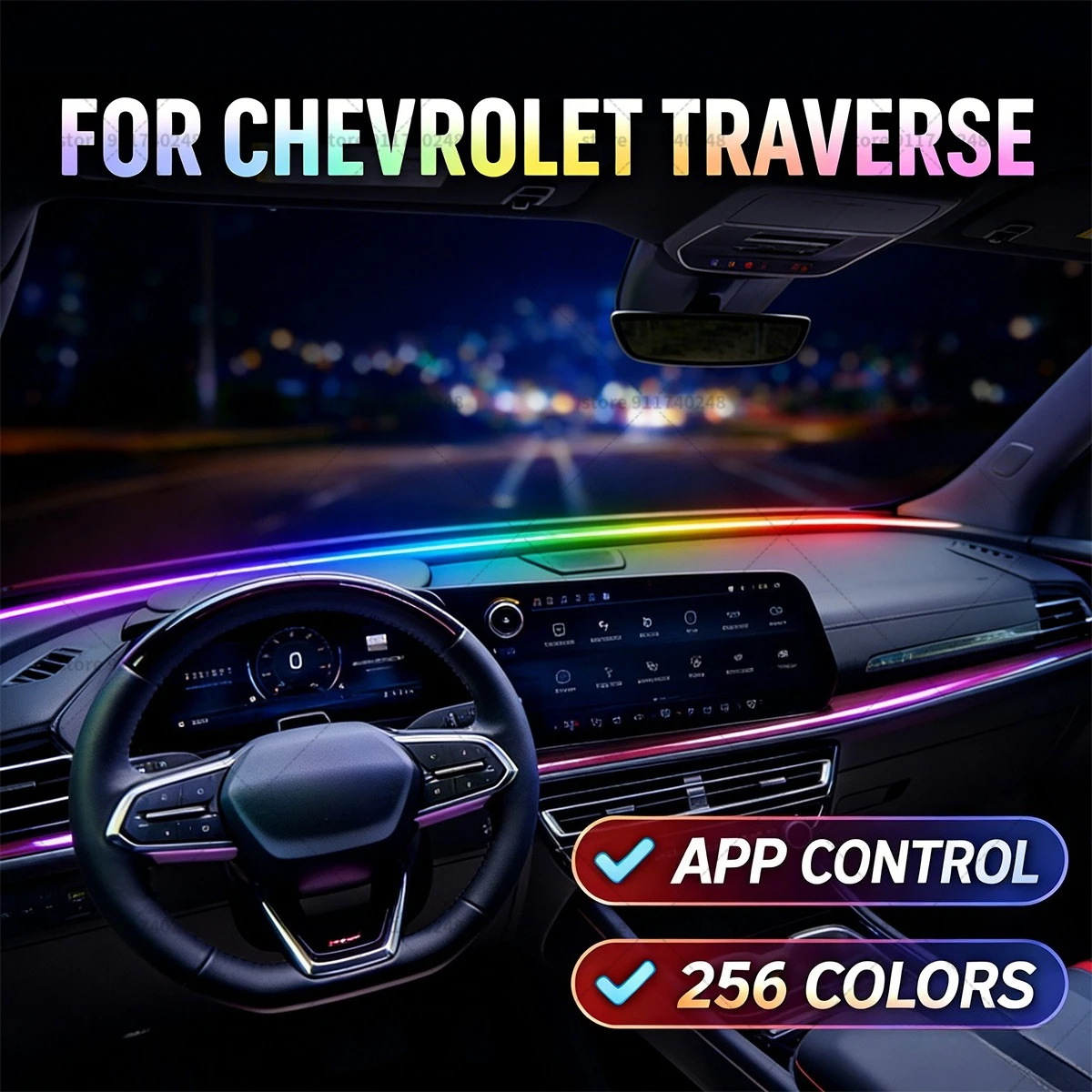 

For Chevrolet Traverse Automotive decoration light strip,colorful acrylic front windshield soundproofing strip,ambience light