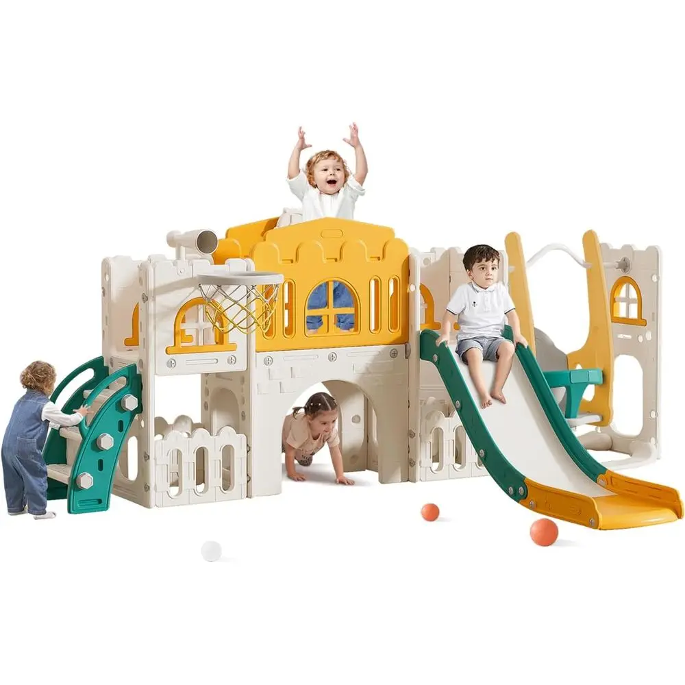 

All-in-One Toddler Slide with Swing, Basketball, and Telescope for Ages 1-3: Indoor/Outdoor Play Center