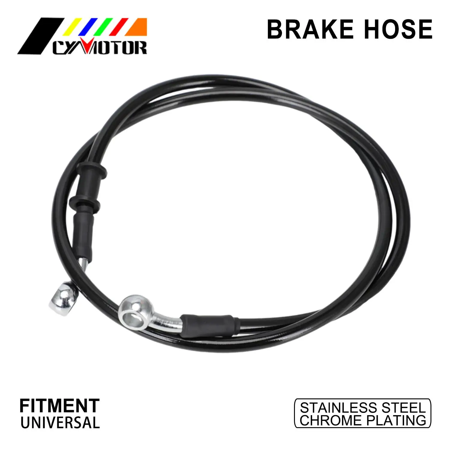 Universal 500mm-2000mm Motorcycle Braided Steel Hydraulic Brake Clutch Radiator Oil Cooler Hose Line Pipe Tube 28° Banjo Black