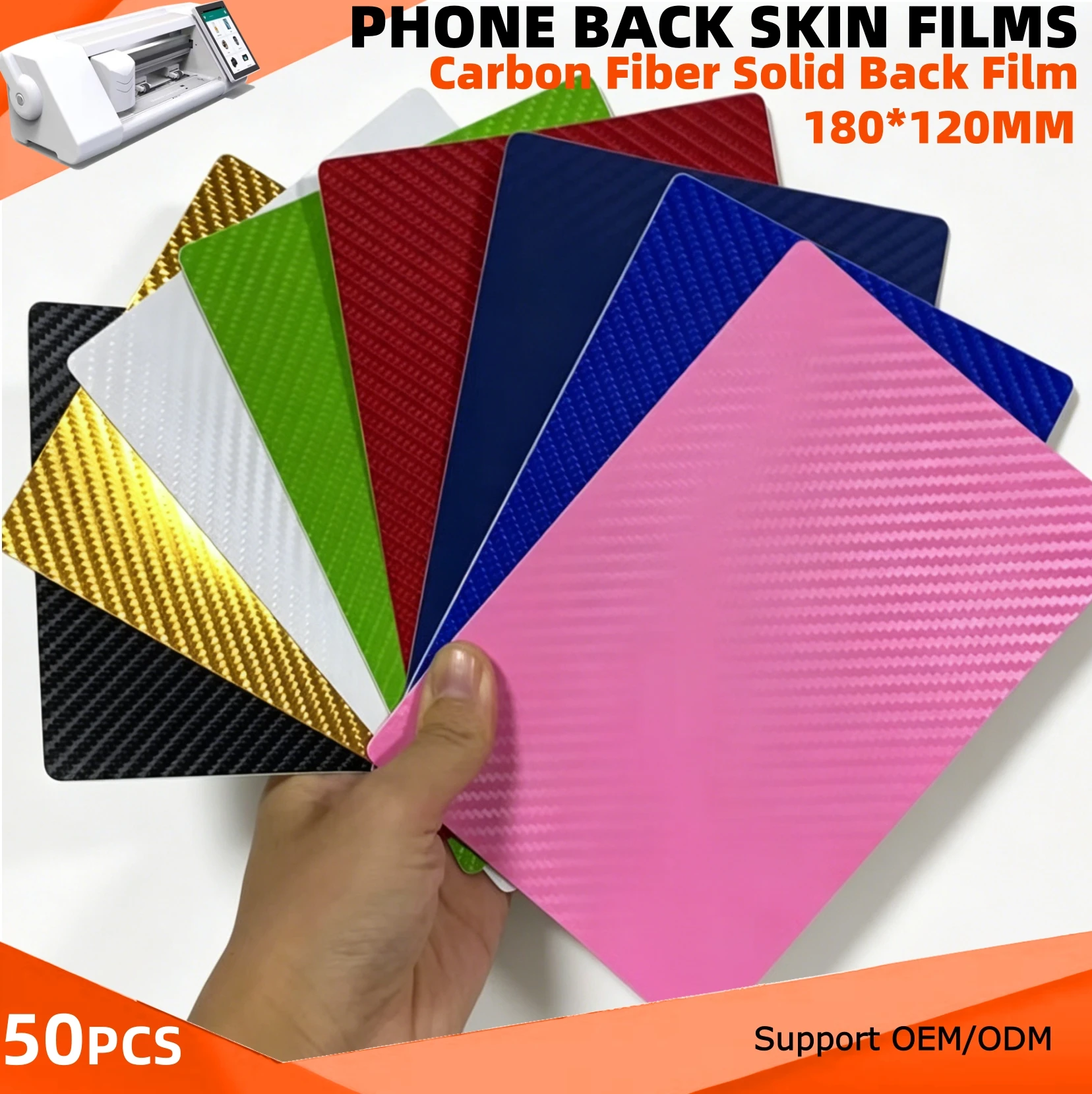 50pcs 3D Carbon Fiber Texture Back Film Protector Sticker for Blade / Laser Cutting Machine Universal Film Decorative Back Skin