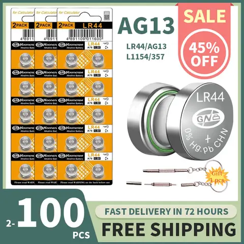 2-100PCS AG13 LR44 배터리 357 303 SR44 L1154F A76 시계 용 1.5V 버튼 셀 배터리 장난감 혈당 측정기 원격 키 체인 도서