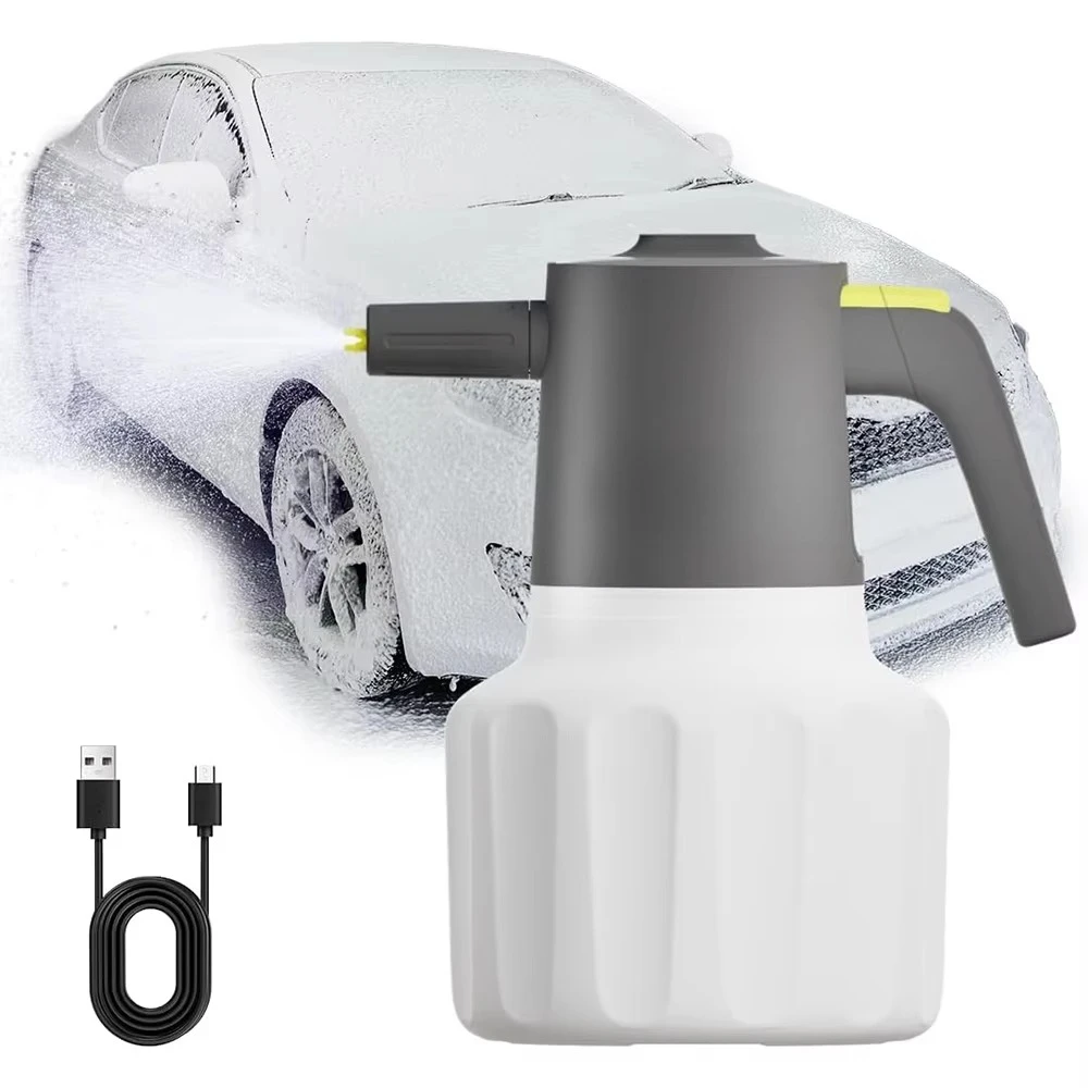 Schaumkanone & Autowaschpistolen-Set - Elektrischer/Akku-Sprüher mit 2L Pumpe für Autopflege & Schneeschaum-Reinigung