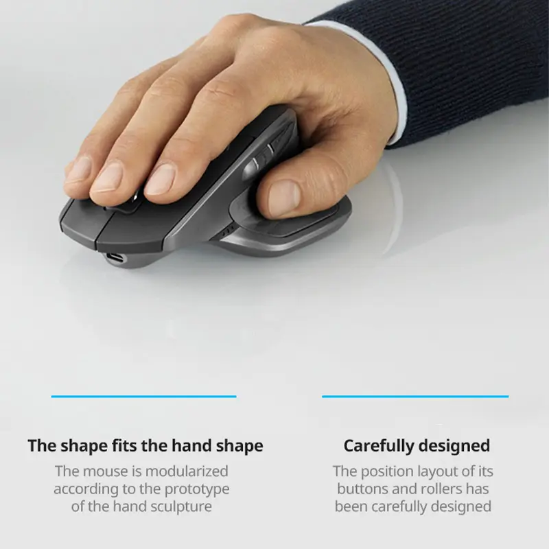 فأرة Logitech MX Master2s لاسلكية، بلوتوث، مناسبة للمكتب وiPad والكمبيوتر المحمول وسطح المكتب، قابلة للشحن - 2
