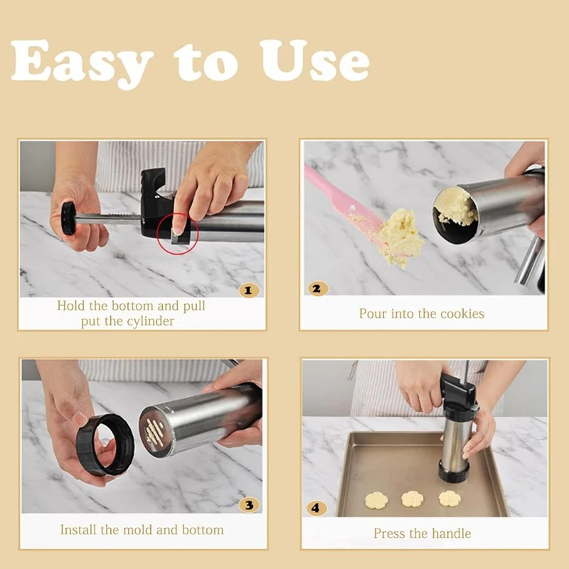 

Печенье, набор для печенья из нержавеющей стали с 8 кончиками для глазури и 13 тарелками для печенья для изготовления и украшения печенья своими руками-A27R