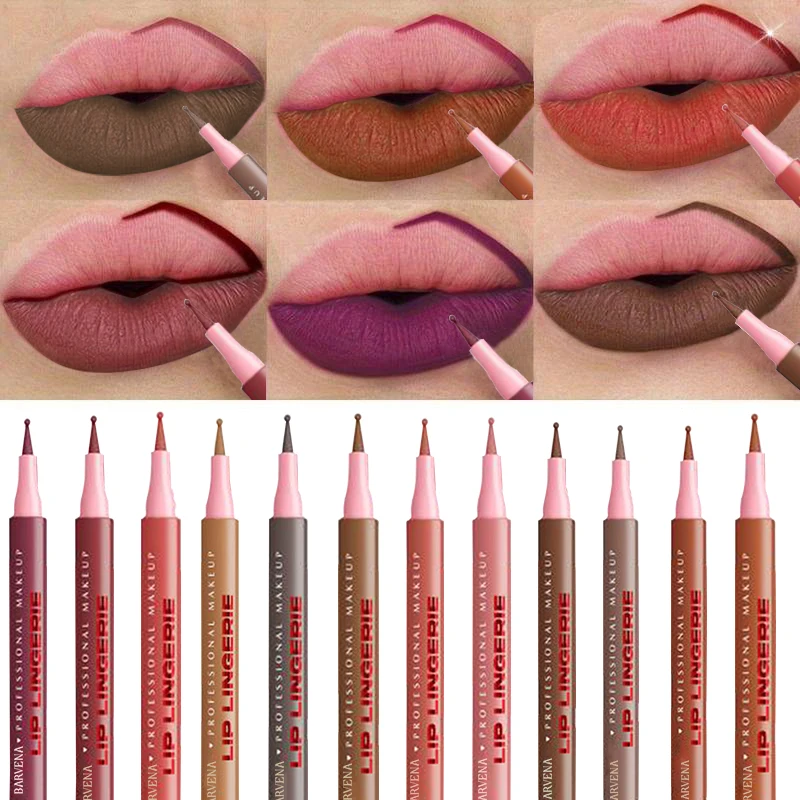 Matte 12 Color Lip Liner, Outline Lip Lipstick Lip Liner, Waterproof, Sweat Resistant, Smooth, Dripping Liquid Lip Liner