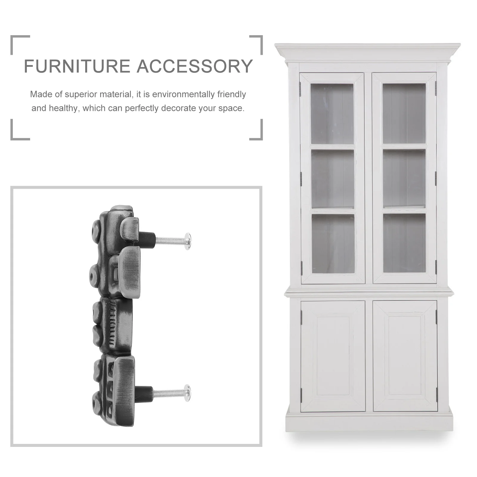 มือจับตู้ลิ้นชักแบบเรียบหรู ทนทาน 1 ชุด สำหรับตู้เสื้อผ้า ประตูบ้าน เฟอร์นิเจอร์ สีเทา