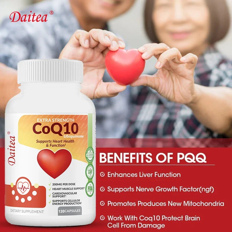 Daitea 200mg Organic Ultra High Absorption COQ10 Strong Coenzyme Q10 Energy Muscle Cardiovascular & Heart Health Adults Seniors