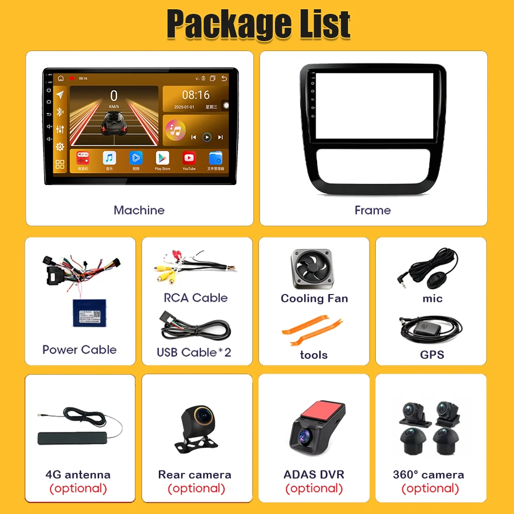 Android 16 For VW Volkswagen Scirocco 2008-2013 Car Radio GPS Navigation Android Auto Touch Screen Intelligent System Bluetooth