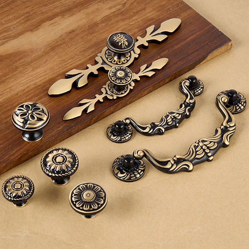 Wardrobe Doors Drawer Handles Length=34mm-170mm Vintage American Style Brass Handles Rustic Wind Cabinet Doors Cabinet Handles