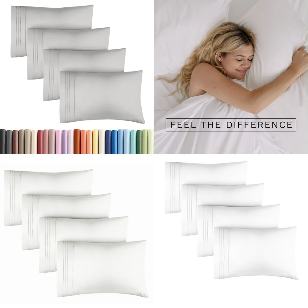 

pillow casePillow Cases Set of 4 Soft Microfiber Pillow Covers Hotel Quality Bedding Essentials Comfortable Breathable Durable