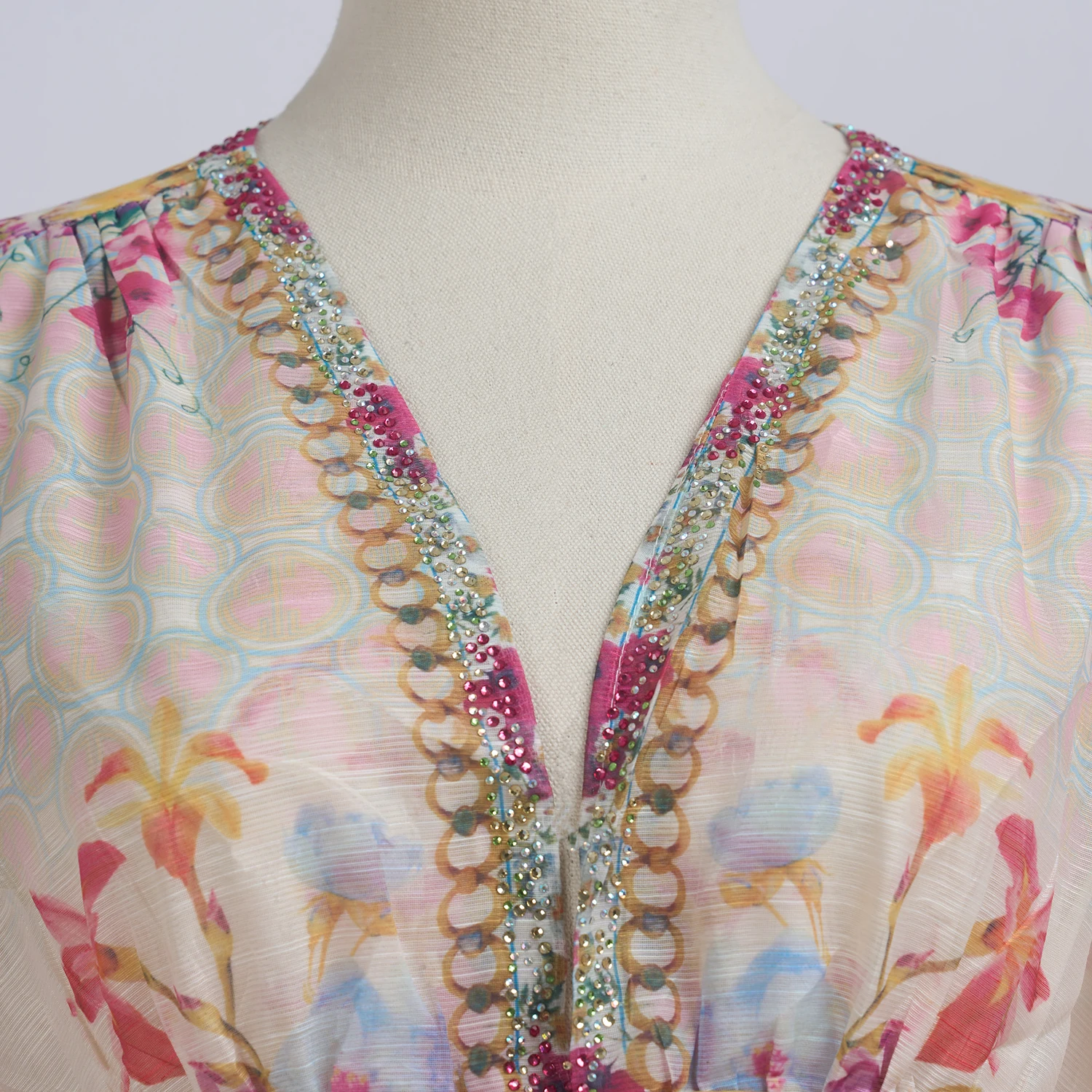 Faionable Diamond ort Dr Women's Sweet Sle Lantern Sve Print Dr V-Ne Long Sve بوليستر أنتو