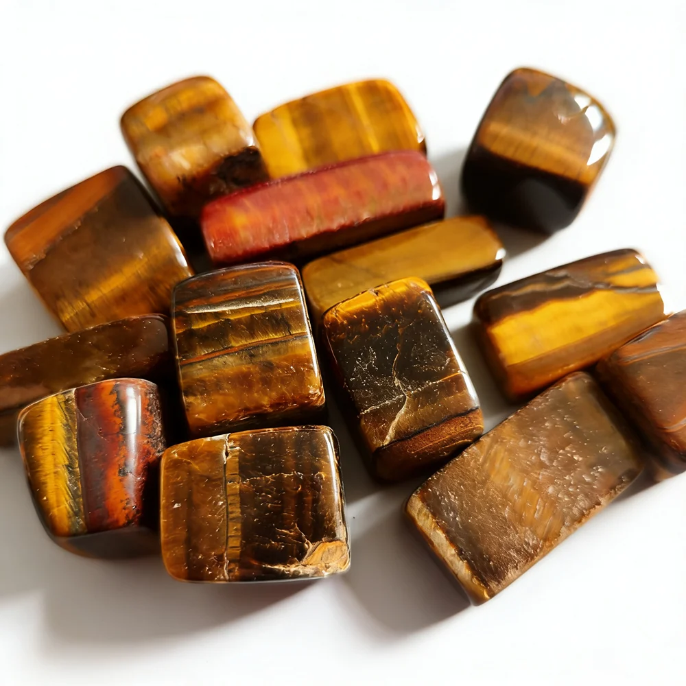 Goldener Tigerauge-Trommelstein, natürlicher blauer Tigerauge-Kristall und Stein, Reiki-Heilstein, Heimdekoration, Mineralienprobe