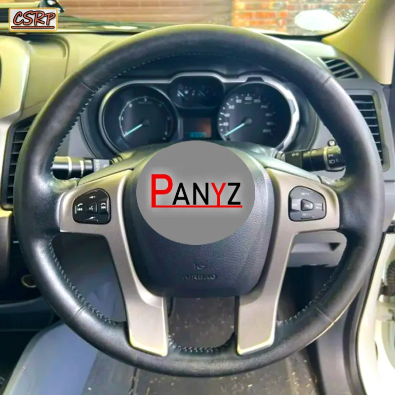 Hand-stitched car Interior Accessories for Ford Ranger 2012-2015 2017 Car Steering Wheel Cover Braid Non-Slip Napa Leather Cover