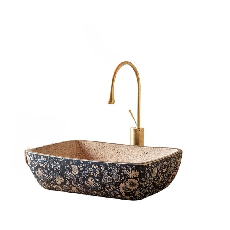 

Стойка для умывальника, бытовой керамический балкон, умывальник для ванной комнаты, ретро китайский умывальник для проживания в семье