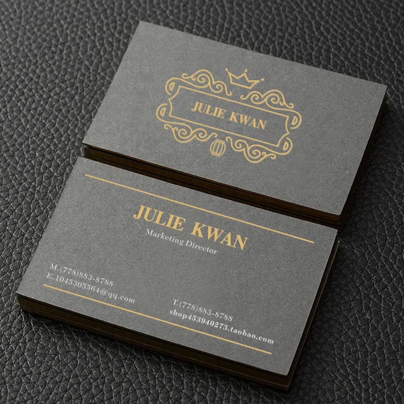 Custom Black Cardstock Business Cards Gold Foil Stamping Specialty Paper Printing Custom Gold Edge Visiting Name Cards