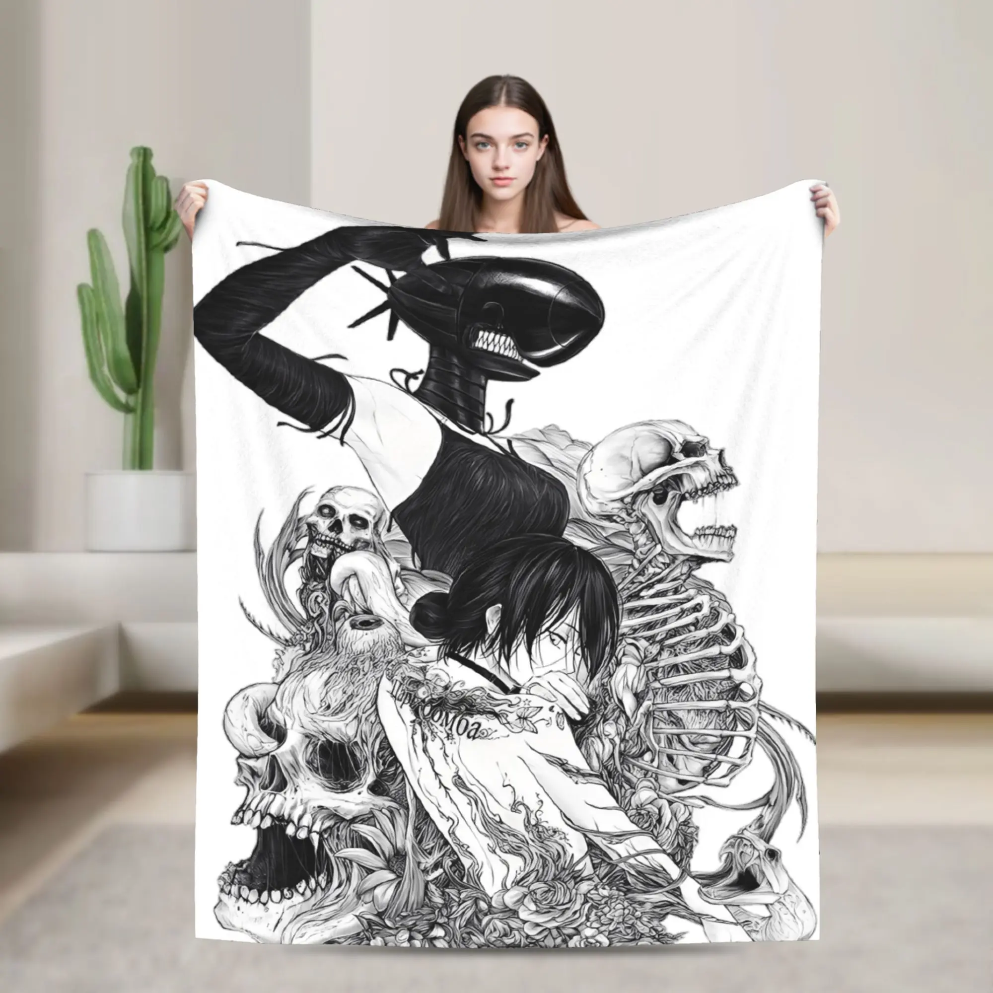 

Chainsaw Man Reze Fleece Throw Blanket Anime Blankets for Bed Car Super Warm Bedding Throws
