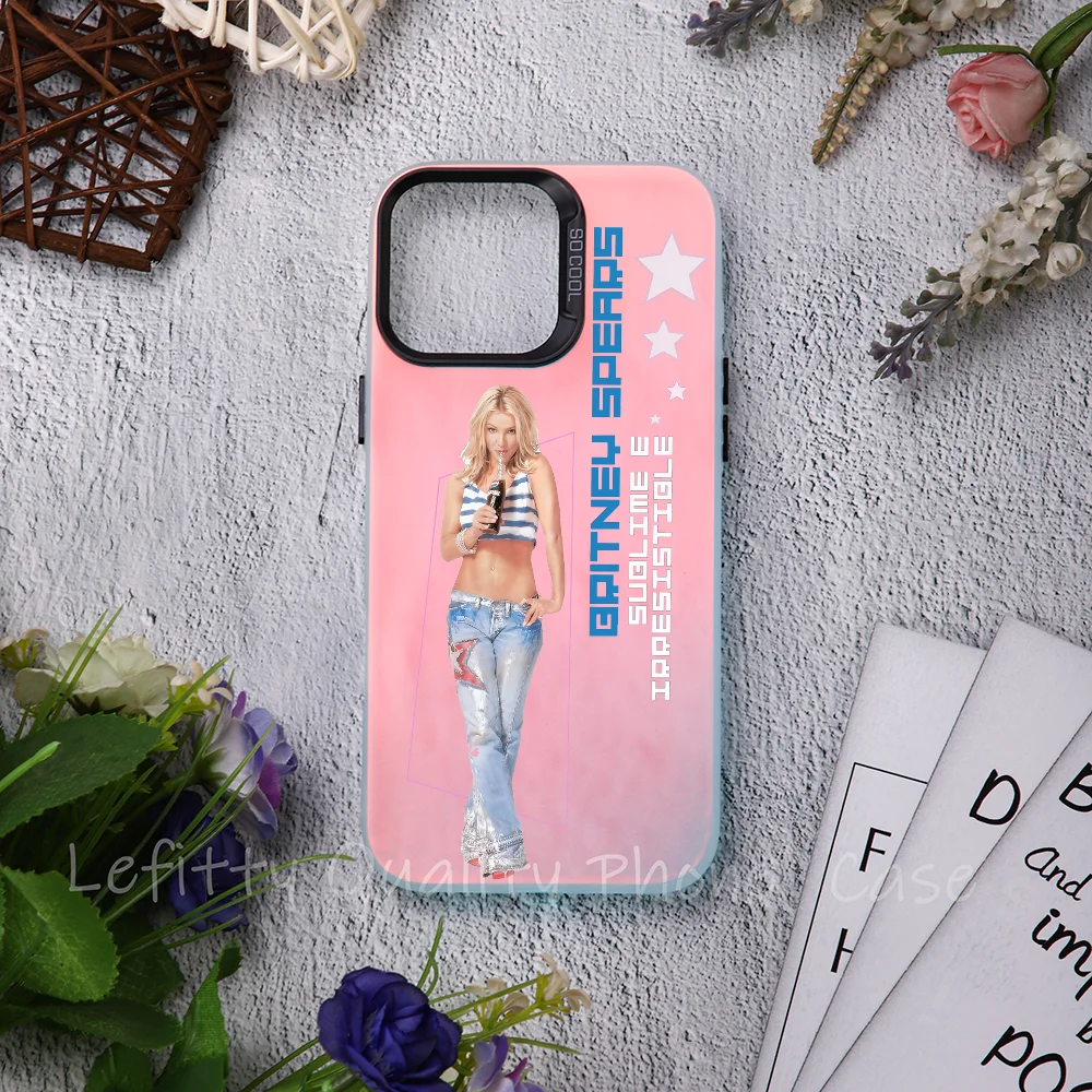

Singer B-Britney S-Spears Phone Case Laser Metallic For IPhone 16 15 14 13 12 11 Pro Max Matte Aurora Multicolor Gradient Cover