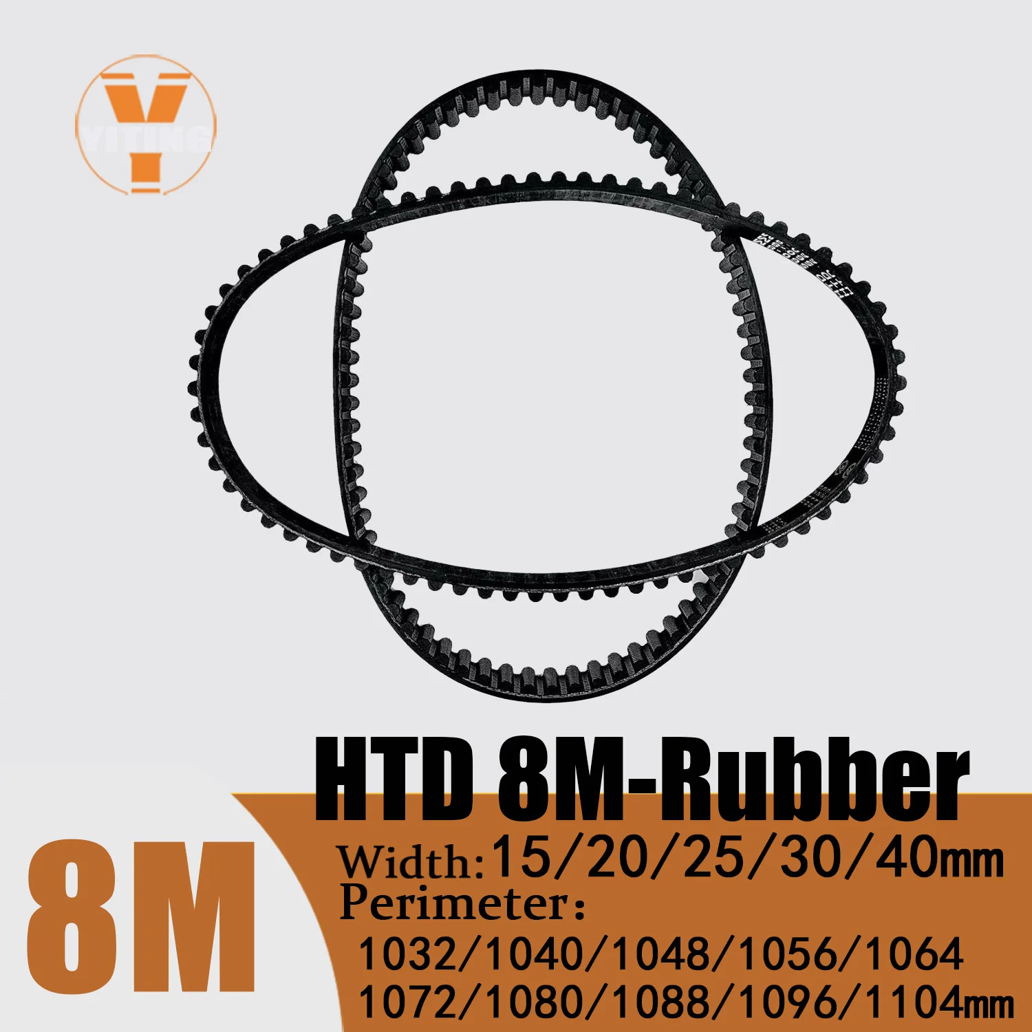 

HTD8M Timing Belt Length 1032/1040/1048/1056/1064 1072/1080/1088/1096/1104mm Width 15/20/25/30/40mm 8M Closed Synchronous Belts