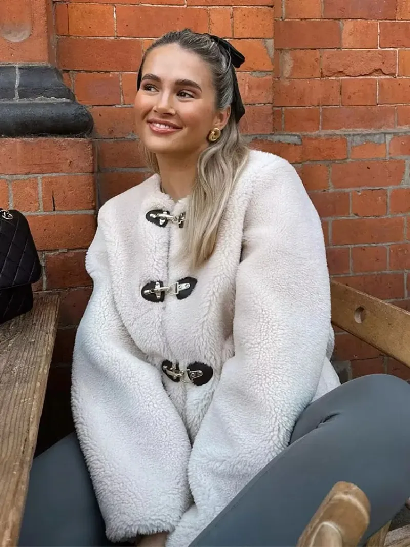 

Autumn Ladies Outerwear Fashion High Street Cropped Jacket Elegant Long Sleeve Button Coat With Pockets Solid