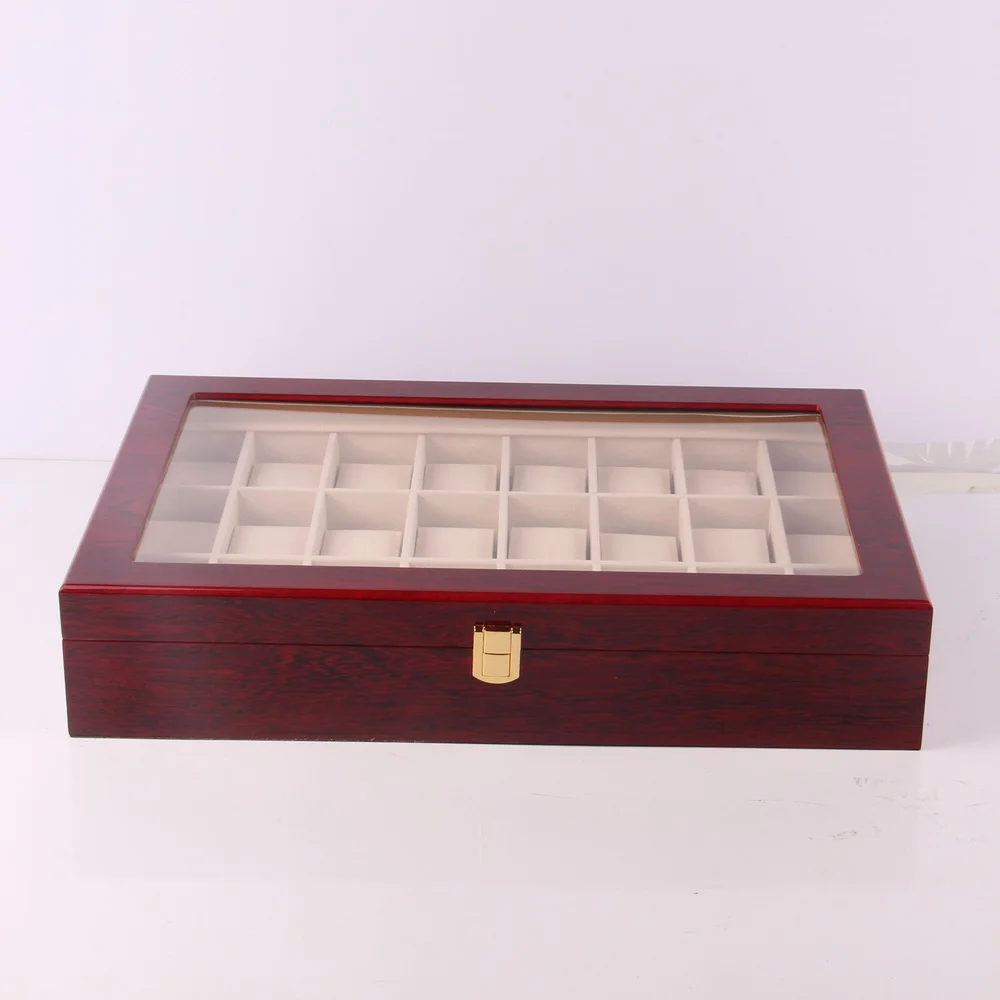 New Luxury 24 Grids Wooden Watch Box Organizer 24 Slots Watch Case Wood Watch Storage Display Box Jewelry Packaging Boxes Gifts