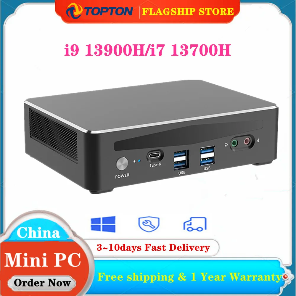 

Игровой мини-ПК Topton 13-го поколения i9 13900H i7 13700H Intel Thunderbolt 4 DDR5 4800 МГц PCIE4.0, игровой компьютер 2*2,5G LAN 4*4K WiFi6