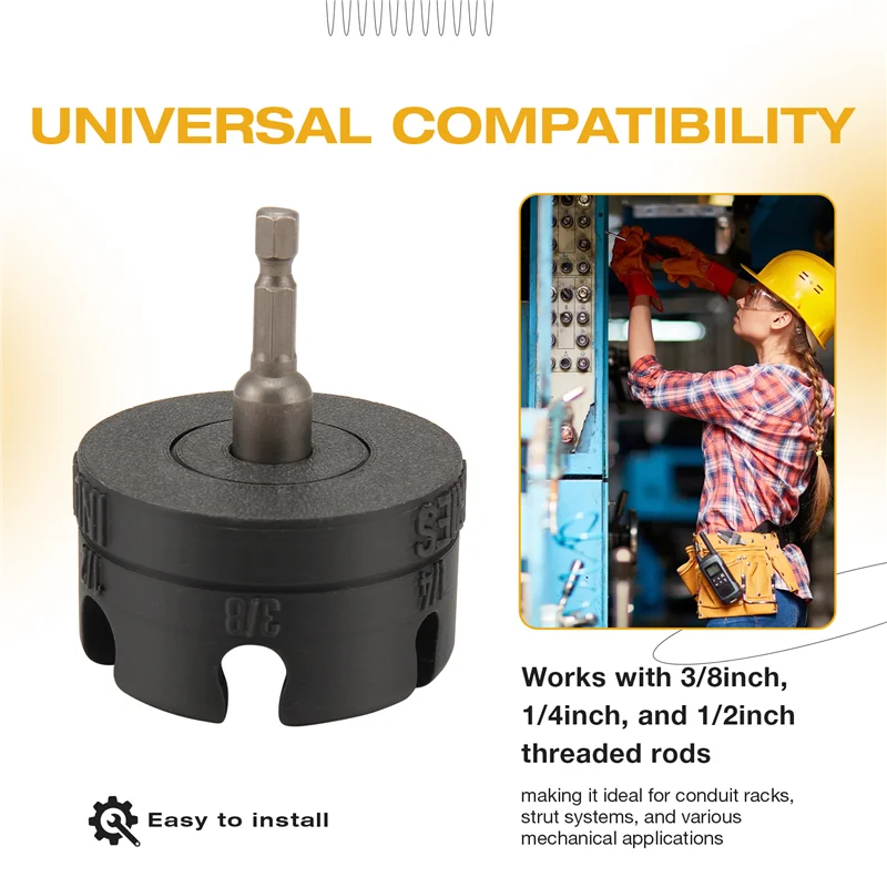 Abzv-driver de porca de haste hexagonal, acessório de broca de zíper de porca, ferramenta extratora de parafuso removedor de porcas para cremalheiras de conduíte, sistemas de suporte