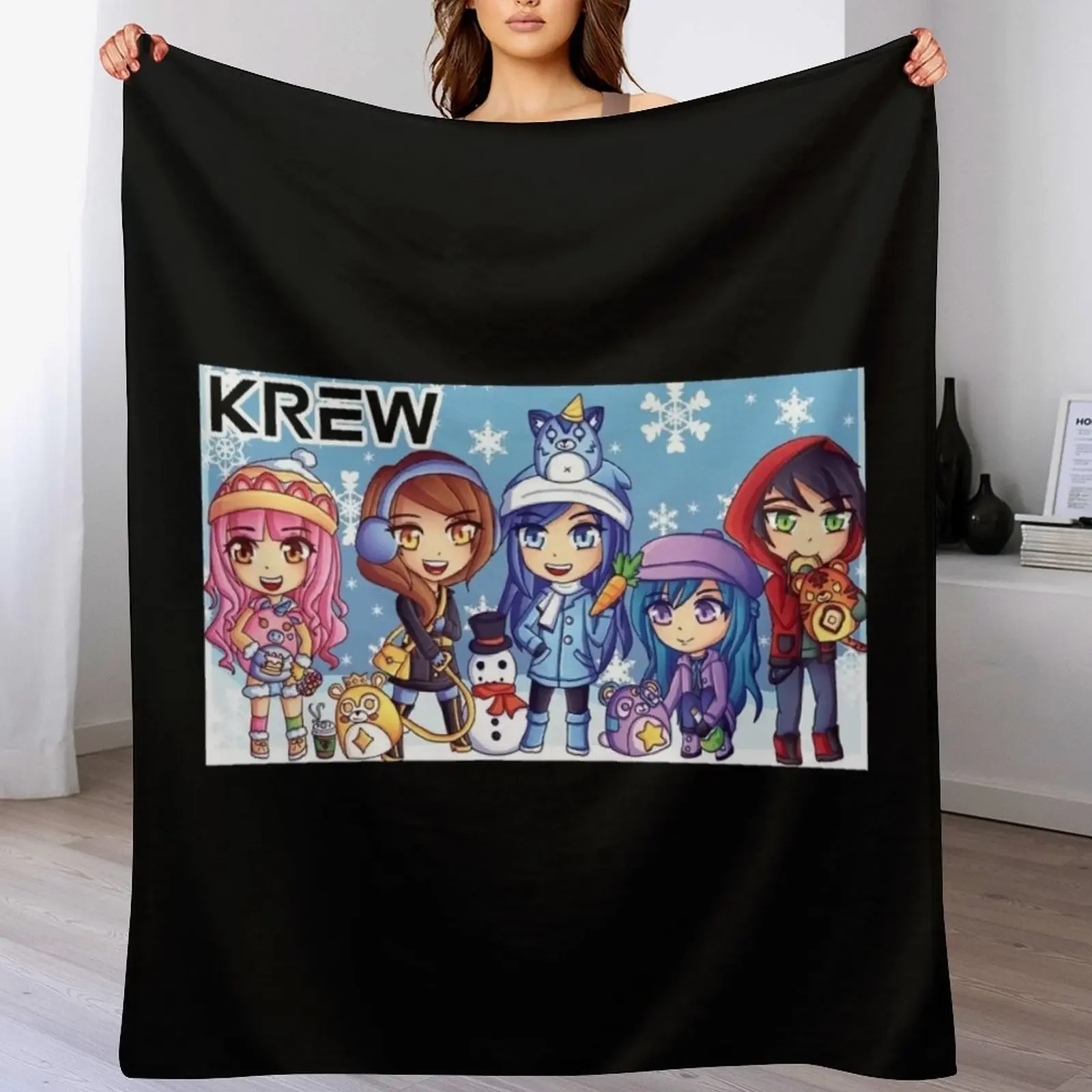 

the krew,Funneh Plushy on a scooter,itsfunneh Throw Blanket Sofa Quilt Thins Blankets