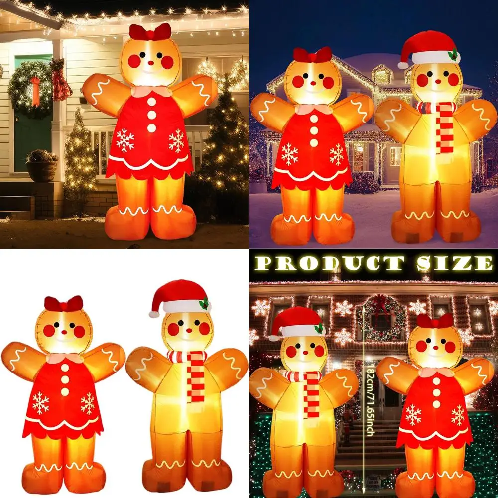 

6ft Gingerbread Couple Inflatable with LED Lights for Outdoor Christmas Lawn Decoration
