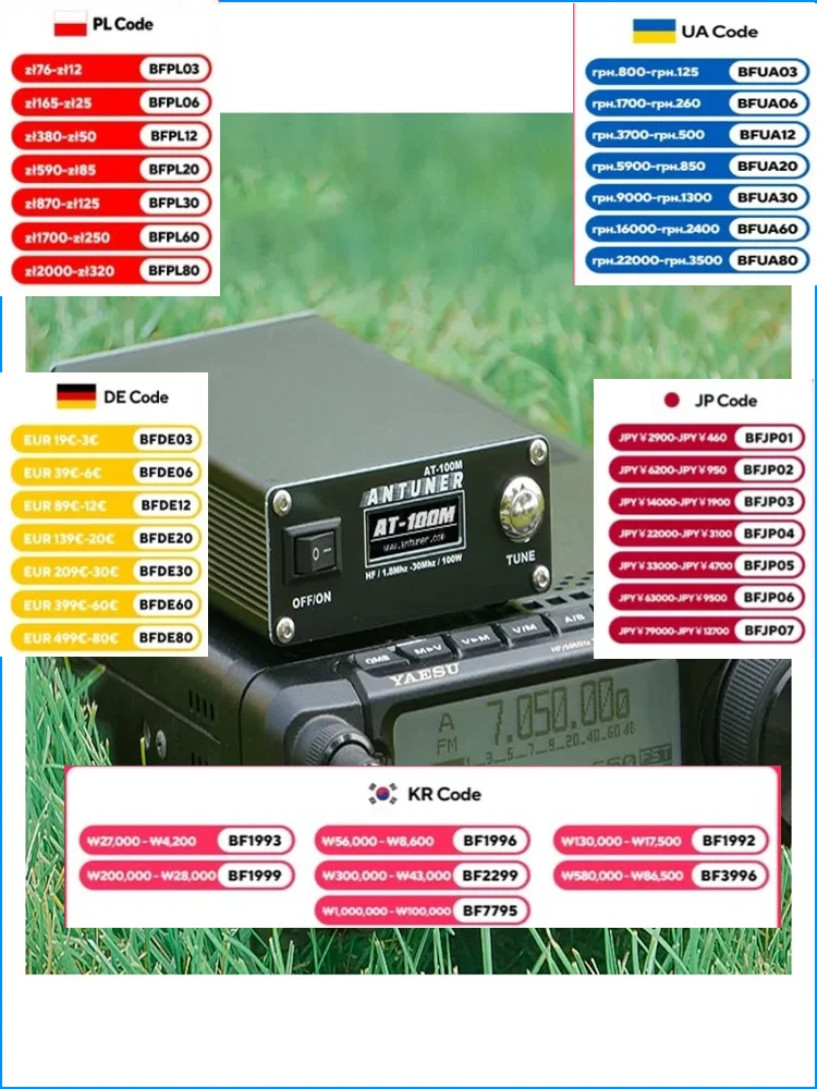 Nvarcher 0.91 OLED AT-100M Universal Antenna Tuner with 3300mAh Battery for Yaesu ICOM Kenwood Xiegu Automatic Tuning