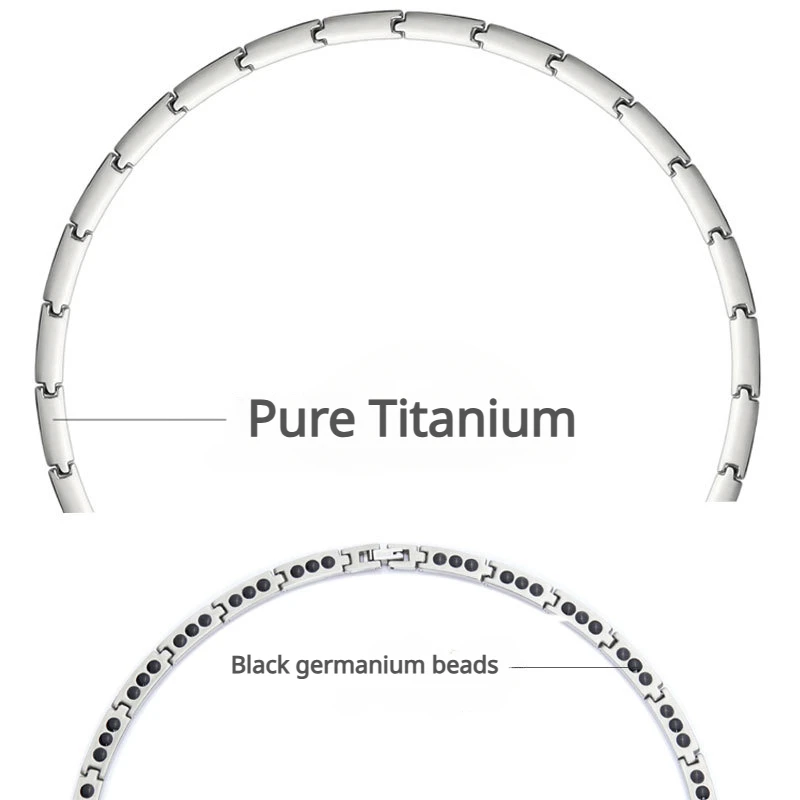 Pure Titanium Necklace Men Women Necklaces Titanium Steel Jewelry Embed 10 Metal Germanium Beads Fashion Necklaces 51*0.6cm