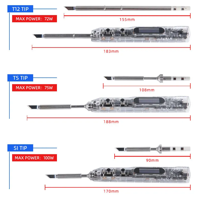 100W SI Soldering Iron Tip Max Power Antioxidant Suitable for SI012/SI012 Pro/SI012 Pro Max Electric Soldering Iron