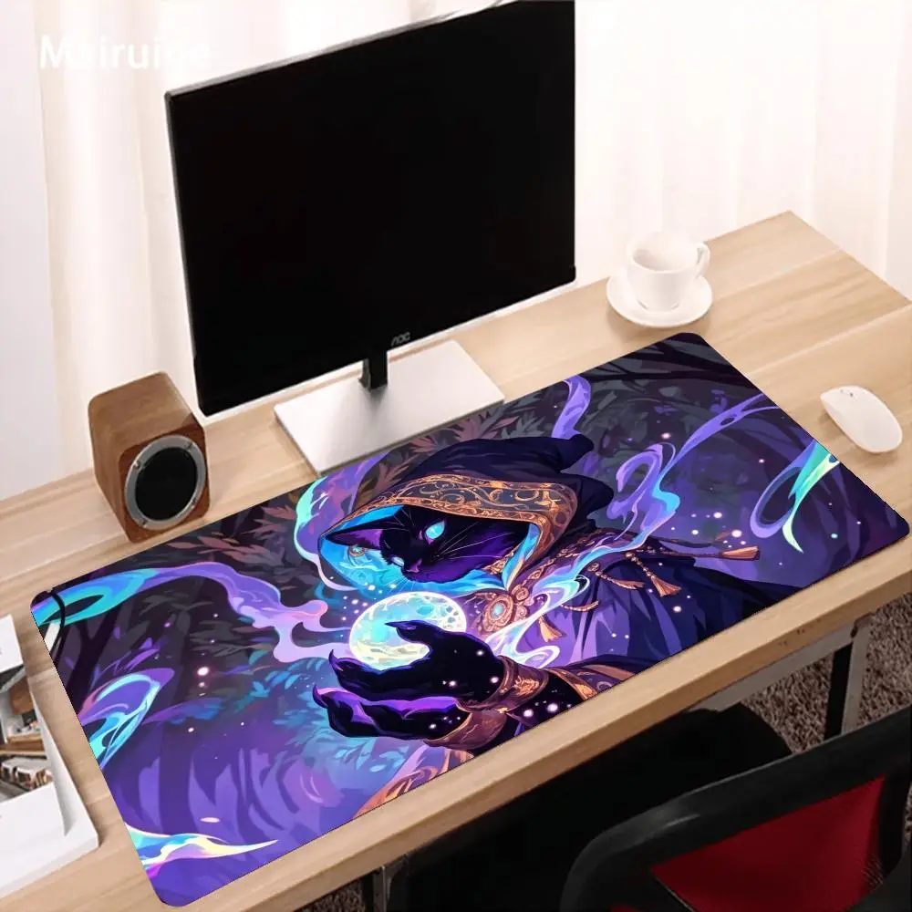Mystical Cat Wizard Gaming Mats Large Mousepad 900x400 Desk Interior Desk Mats Keyboard Mat Rug Mouse Mat Mouse Carpet Decor