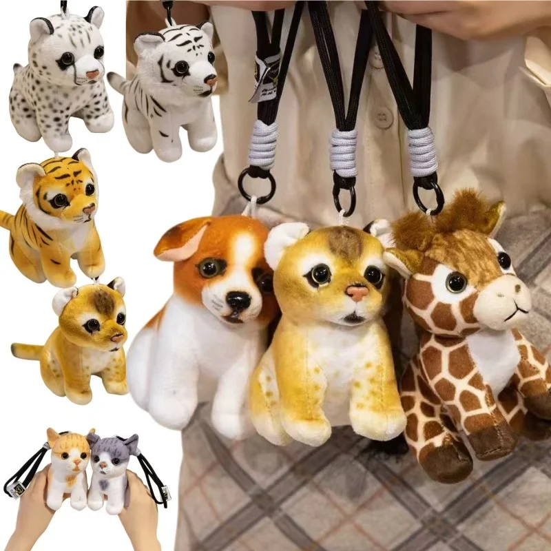 

Sitting Position 15cm Simulated Dogs Pandas Tigers Leopards Cats Deer Dalmatians Plush Animals Bag Pendant Dolls Christmas Gifts