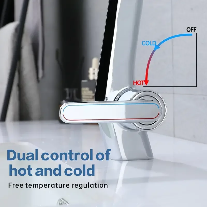 LED Digital Display Basin Faucet 3 Patterns Pull-Out Faucet Bathroom Hot and Cold Water Faucet Kitchen Sink Faucet