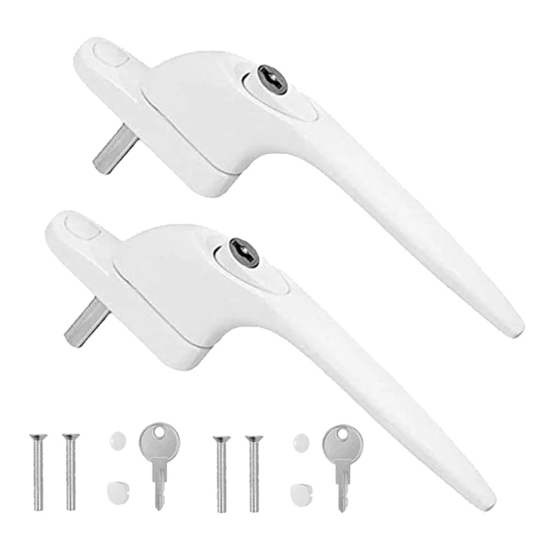 Y1UD 2Pcs Aluminum Alloy Lockable Window Handles With Key & Screws AntiTheft Window Grip Lock Balcony Door Handle Enduring