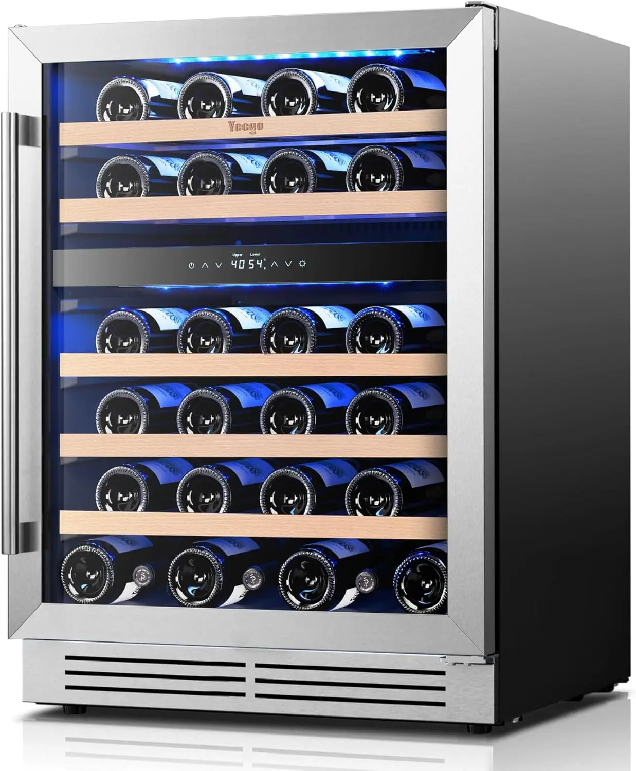 

Wine Fridge Cooler - 24 Inch Dual Zone Wine Fridge Hold 52 Bottles, 40-65°F Wine Refrigerator Glass Door, Built in Fridge