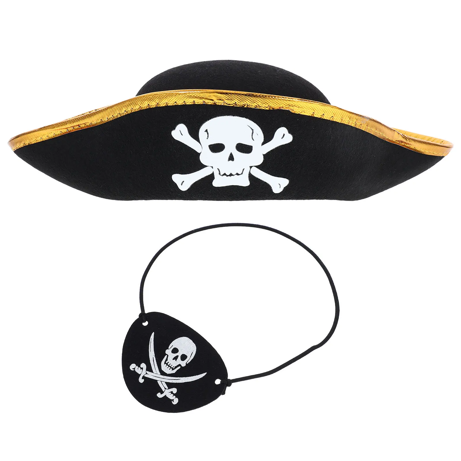 Set di toppe per occhi per cappello da pirata da 2 pezzi Trasformazione rapida del costume per accessori per vestire pirata cosplay in maschera Cappelli per vestire