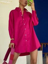 Clacive Casual Loose Pink Women'S Shirt 2022 Elegant Long Sleeve Office Fashion Blouses Simple Blue Lapel Shirts Tops Female