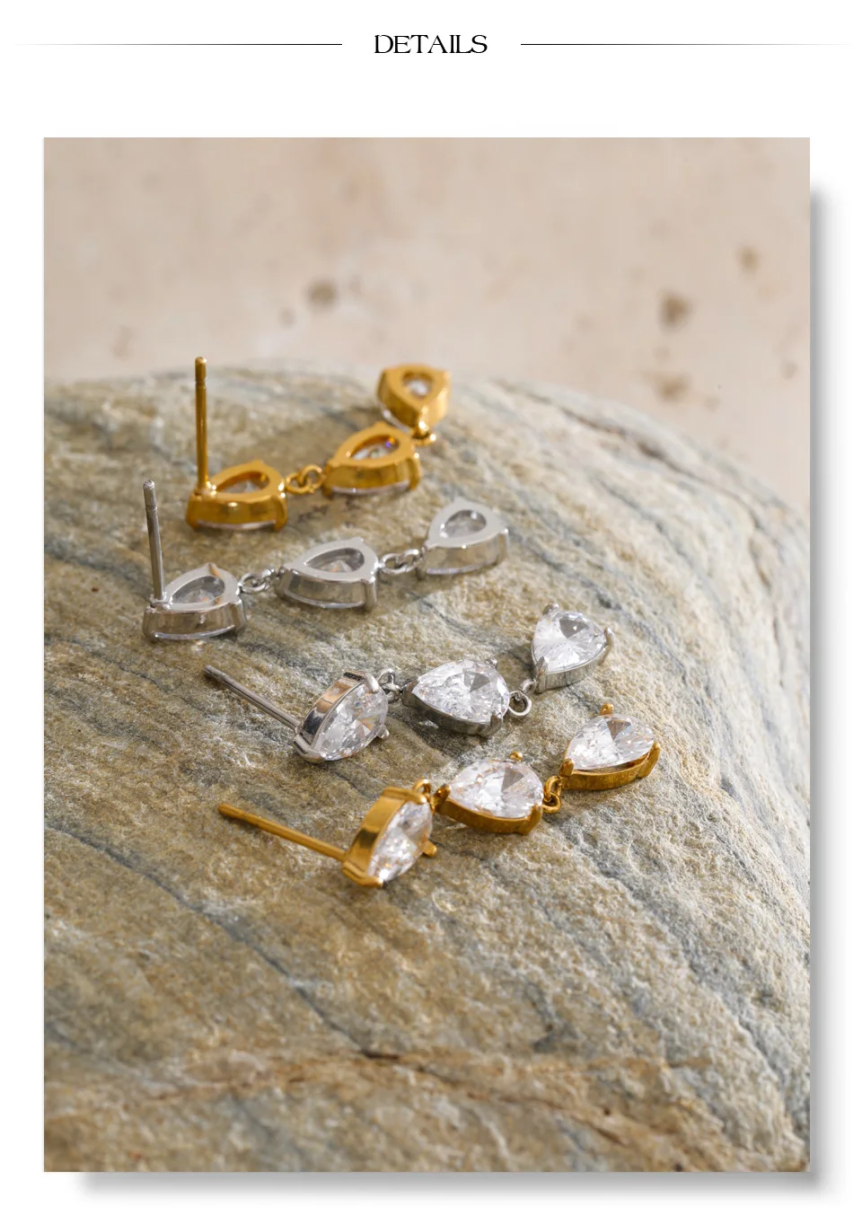 Yhpup Edelstahl AAA Zirkonia Kurze Exquisite Tropfenohrringe Luxus Trendige Fantasie Glänzender Wasserfester Schmuck Geschenk PVD – Detail 9