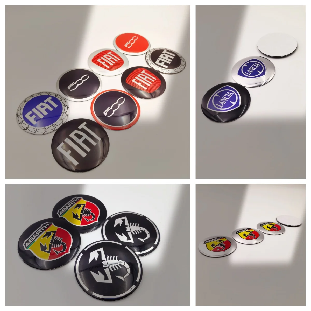 100pcs FIAT Abarth Lancia 500 Car Wheel Center Decals 50/56mm Hub Stickers Center Badge Logo Hub Cover Decals for Vehicle